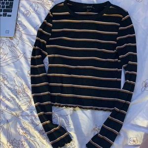 Black brown and white long sleeve shirt